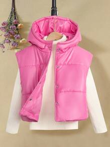 Teenage Girls Padded Vest Outerwear, Warm & - Pink - View 5