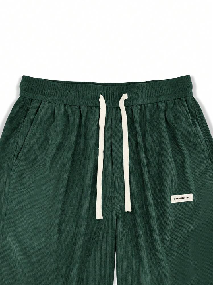 TOKVUE 男士纯色休闲日常长裤，男士街头潮流裤，适合秋季送给男朋友的礼物 - 墨綠色 - 查看 6