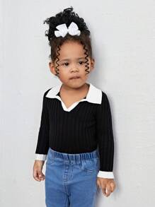 SHEIN Sweater Bayi Perempuan - Hitam dan Putih - View 8