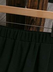 Linhara Pantaloni casual da donna taglia comoda, di colore unito, in vita elastica - nero - Visualizzare 3