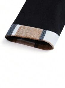 SHEIN LUNE Áo khoác dài tay kẻ caro và đen cỡ lớn cho nữ - màu đen - Xem 3