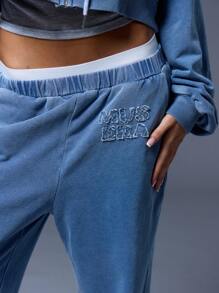 MUSERA Lågmidja Tvättade Raka Joggingbyxor Semester, Flygplats, Casual Helgdag Sommar Höst, Höst, Vinter, Tillbaka till skolan Höst Höst Vinter Jul - Multifärgad - Visa 5