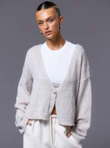 MUSERA One Button Knit Cardigan Spring Y2K 90's Casual Cute Oversized Airport Holiday Fall Back To School Autumn Winter Everyday  Work Office  Chic