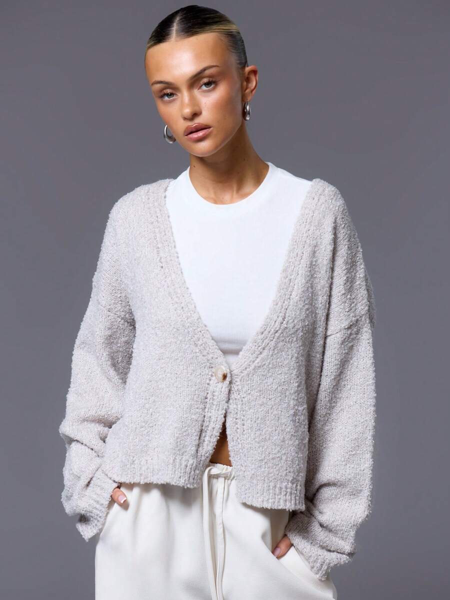 MUSERA One Button Knit Cardigan Spring Y2K 90's Casual Cute Oversized Airport Holiday Fall Back To School Autumn Winter Everyday  Work Office  Chic