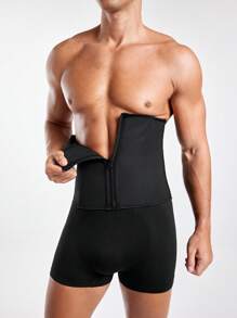 Banda de cintura de punto con cremallera de unicolor para hombre