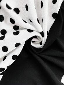 SHEIN Clasi Plus Size Mid-Length Contrast Polka Dot Print Slimming Dress - Multicolor - View 4