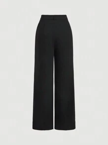 SHEIN MOD Pantalones con detalles de rhinestones negros para citas, vacaciones, fiestas, disfraces con aberturas, pantalones con rhinestones, gótico - Negro - Ver 2