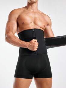 Banda de cintura de punto con cremallera de unicolor para hombre