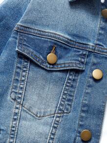 Áo khoác denim mềm mại thoải mái mới cho bé trai tuổi mới lớn + quần jeans, phù hợp để mặc hàng ngày - Rửa trung bình - Xem 3