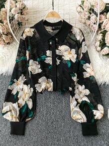 DreamSkyne Court Retro  Plus Size Summer Casual Floral Print Loose Elegant Blouse Women Shirt Fall Cloth For Women