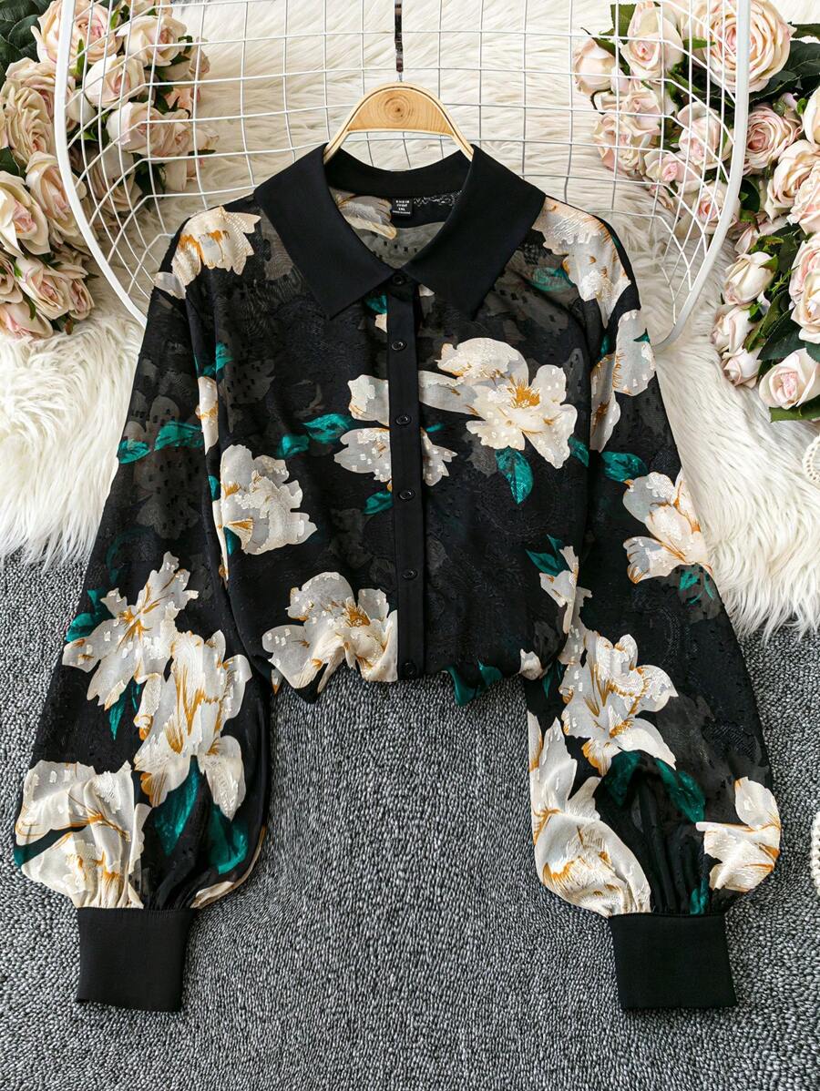 DreamSkyne Court Retro  Plus Size Summer Casual Floral Print Loose Elegant Blouse Women Shirt Fall Cloth For Women