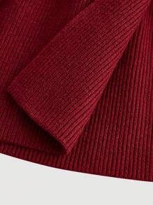 SHEIN MOD 1pc V-Neck Tie Waist Flared Long Sleeve Bow Decor Knitted Red Cardigan, Festival Sweater,Burgundy Sweater, New Year Sweater,New Year Clothes,New Year Eve Dress,Princess Women Costume,Rosso Ancora Cardigan