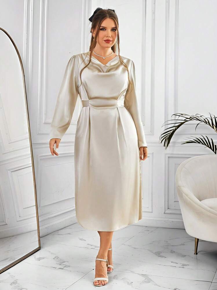 fitted lace wedding dress Addina Cream Long Sleeve Maxi Dress - US 18 main image 1