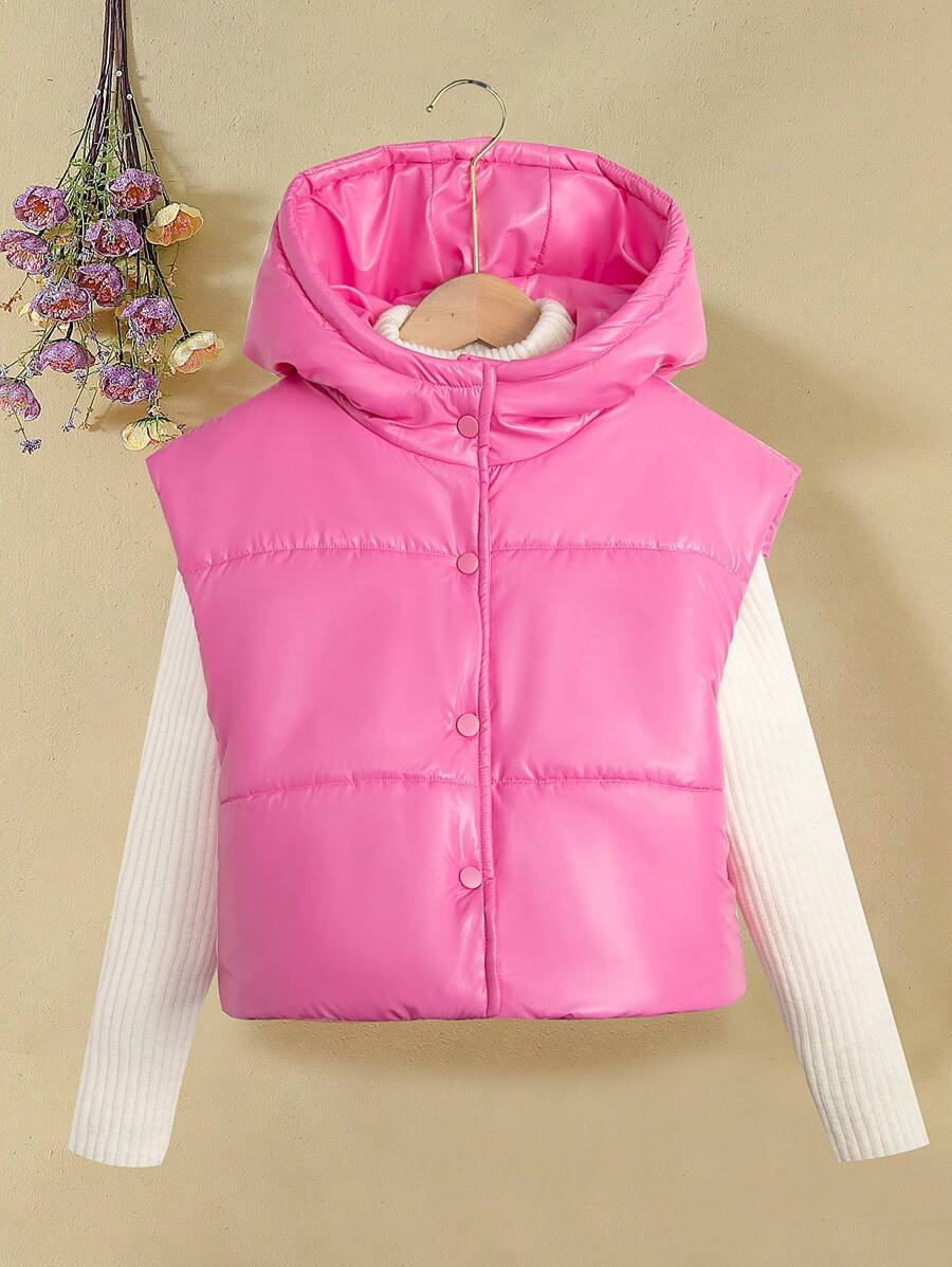 Teenage Girls Padded Vest Outerwear, Warm & - Pink - View 1