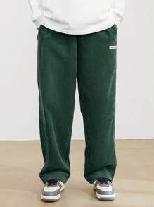 TOKVUE Men's Solid Color Casual Everyday Trousers Men's Streetwear Pants, Boy Friend Gifts, For Fall - Dark Green - View 4