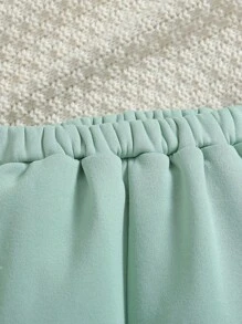 SHEIN Quần dài lót nhiệt in hình bướm cho bé gái - màu xanh lá - Xem 3