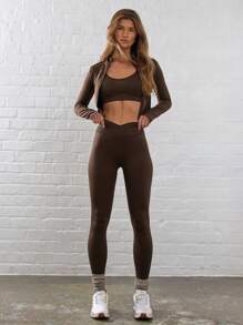 Musera Sport Leggings attivi aderenti senza cuciture con vita incrociata, adatti per padel, tennis, pickleball, palestra, autunno, inverno, Natale