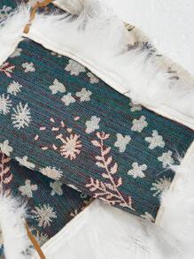 SHEIN MOD Plus Size Women Jacquard Lace-Up Tassels Patchwork Bohemian Style Vest Jacket - Apricot - View 5