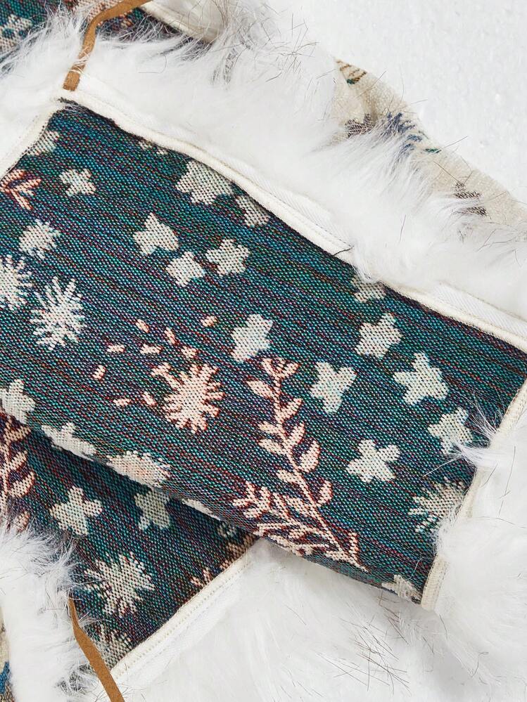 SHEIN MOD Plus Size Women Jacquard Lace-Up Tassels Patchwork Bohemian Style Vest Jacket - Apricot - View 5