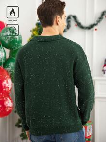 Manfinity Hypemode Jersey de cuello redondo de manga larga casual con lentejuelas para Navidad para hombre, apto para otoño/invierno, para fiestas y amigos - Verde - Ver 3