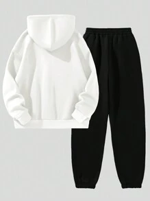 Hanevo 2 件套女士字母印花连帽衫和运动裤，休闲装 - 彩色 - 查看 2