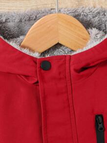 SHEIN Unisex Baby Contrast Color Splice Thicken Hooded Jacket - Multicolor - View 5
