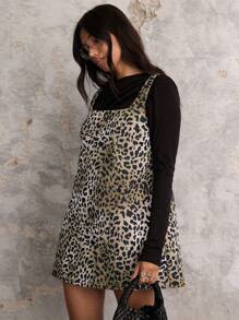 COSMINA COSMINA Autumn/Winter Women Leopard Print Loose Fashion Suspender Dress