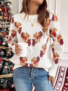 SHEIN LUNE Nouveauté, pull tricoté confortable, style européen et américain, coupe slim, ample et décontracté. Texture mode, convient pour Noël, automne/hiver