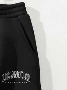 Hanevo 2 件套女士字母印花连帽衫和运动裤，休闲装 - 彩色 - 查看 5