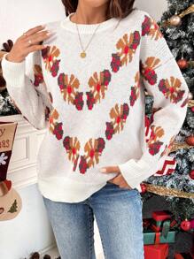SHEIN LUNE Nouveauté, pull tricoté confortable, style européen et américain, coupe slim, ample et décontracté. Texture mode, convient pour Noël, automne/hiver