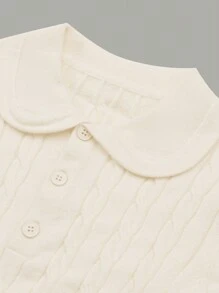 SHEIN Collegiate Style Embroidered Collar & Crochet Trim Dress, Elegant And Intellectual Design For Teen Girls