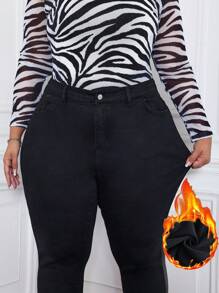 SHEIN CURVE+ Plus Size Sexy Skinny Jeggings Black Stretch Denim Pants