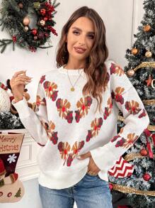 SHEIN LUNE Nouveauté, pull tricoté confortable, style européen et américain, coupe slim, ample et décontracté. Texture mode, convient pour Noël, automne/hiver