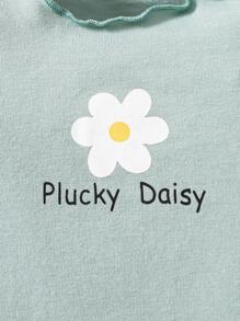 SHEIN Áo thun dài tay họa tiết rau diếp đơn giản cổ tròn màu trơn cho bé gái 3 món/bộ - màu xanh lá - Xem 3