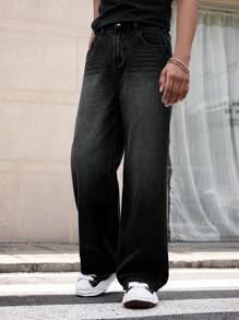 SHEIN Teen Boy Casual Fashionable Soft And Comfortable Mix Cool Casual Base Blue Baggy Boys Jeans Jeans For Dailywear And Back To School Boys Clothes