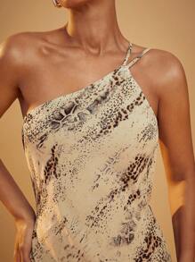 Hauture Vestido de mujer sin mangas con estampado total y tirantes finos, vestido de tirantes finos y espalda descubierta