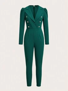 Ellevyn Women's Casual Fashion Jumpsuit With Lapel Collar, Autumn Fall Women Clothes Green Women  Jumpsuit Wedding Jumpsuit