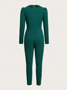 Ellevyn Women's Casual Fashion Jumpsuit With Lapel Collar, Autumn Fall Women Clothes Green Women  Jumpsuit Wedding Jumpsuit
