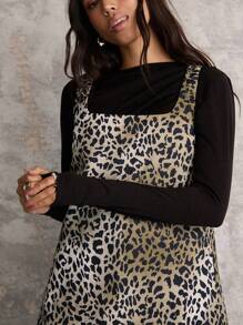 COSMINA COSMINA Autumn/Winter Women Leopard Print Loose Fashion Suspender Dress
