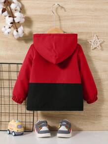 SHEIN Unisex Baby Contrast Color Splice Thicken Hooded Jacket - Multicolor - View 2