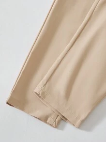 2 件套年轻男孩休闲领结印花长袖衬衫和背带裤套装，适合春秋季节 - 卡其色 - 查看 6