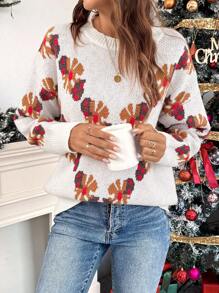 SHEIN LUNE Nouveauté, pull tricoté confortable, style européen et américain, coupe slim, ample et décontracté. Texture mode, convient pour Noël, automne/hiver