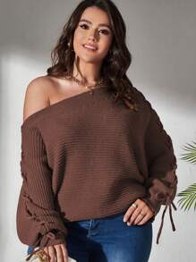 Elenzga Áo len cỡ lớn, màu trơn, không tay, có dây rút, kiểu dáng chui đầu, nhiều màu sắc, thích hợp cho mùa thu đông. - Cà phê nâu - Xem 3