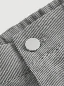 SHEIN MOD 女士休闲纯色直筒裤 - 淺灰色 - 查看 3