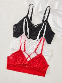 3pcs/Set Women French Romantic Lace Wire-Free Lingerie Bra Set - Multicolor - View 2