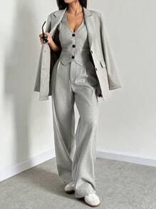 SHEIN EZwear 3 件套西装：夹克、背心和裤子