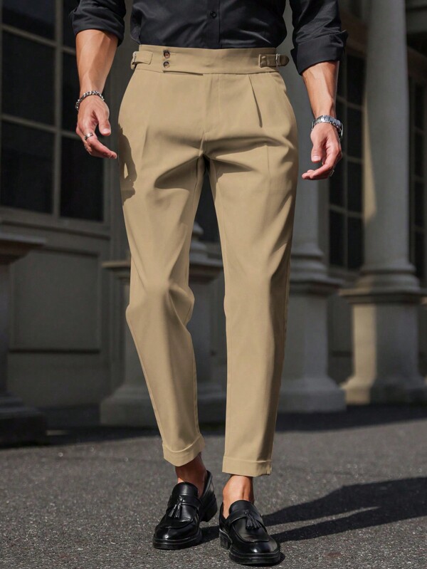 Manfinity Bizformal Pantalon décontracté effilé en couleur unie pour hommes pour les trajets quotidiens