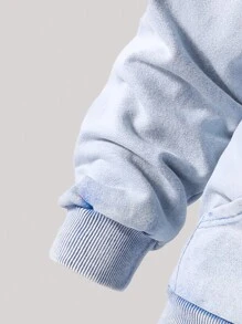 Set de 2 piezas: sudadera con capucha y pantalón de chándal lavado a la piedra, estilo urbano para adolescentes, de punto, para otoño/invierno