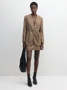 BizChic Brown Long Sleeve 2 Pieces Women Wool Suit Jacket Outfit, Vintage Look, Commuter Clothing For Thanksgiving, Christmas