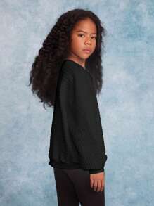 Leap Crew Leap Crew 女童宽松纹理圆领长袖运动衫